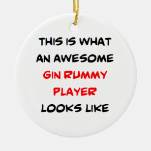 gin rummy player, awesome ceramic ornament