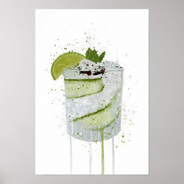 Gin & Tonic 'Cucumber and Lime'  Poster (Front)