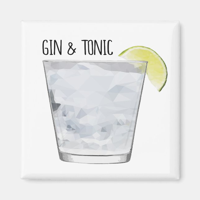 "Gin & Tonic" Magnet for Bar Kitchen Geometric Art (Front)