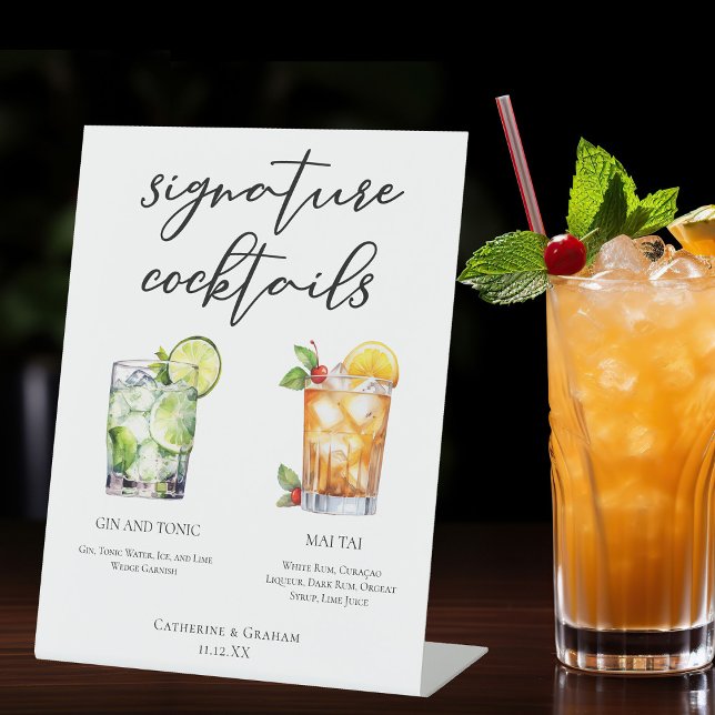 Gin & Tonic Mai Tai Signature Cocktails Menu Table Tent (Creator Uploaded)