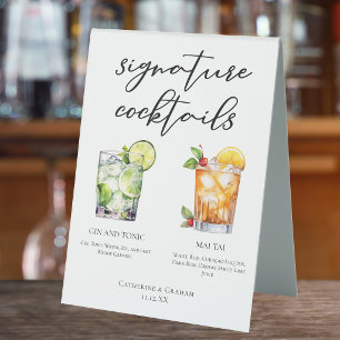 Gin & Tonic Mai Tai Signature Cocktails Menu Table Tent