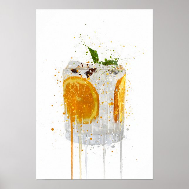 Gin & Tonic 'Orange and Basil' Poster (Front)