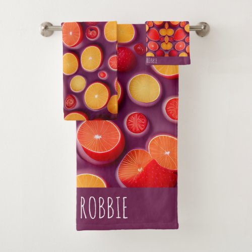 Gin Tonic Orange Colorful Pattern Bath Towel Set