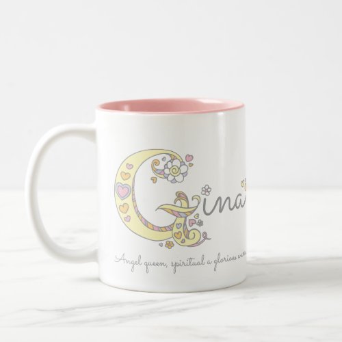 Gina letter G name meaning monogram mug