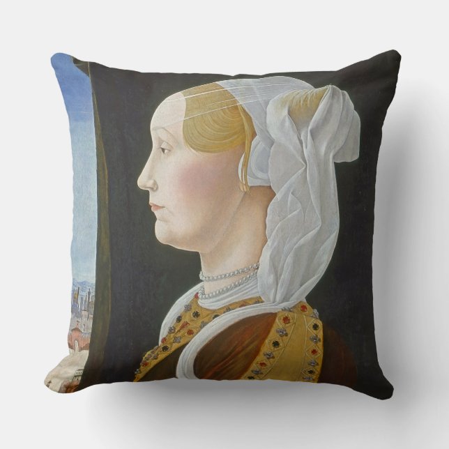 Ginevra Bentivoglio, c. 1474- 77 Throw Pillow (Front)
