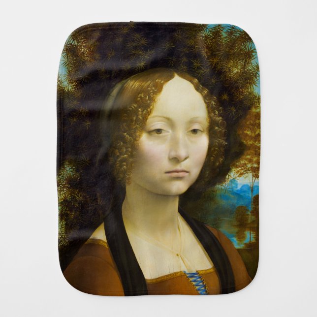 Ginevra de' Benci by Leonardo da Vinci Baby Burp Cloth (Front)