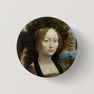 Ginevra de' Benci by Leonardo Da Vinci Button