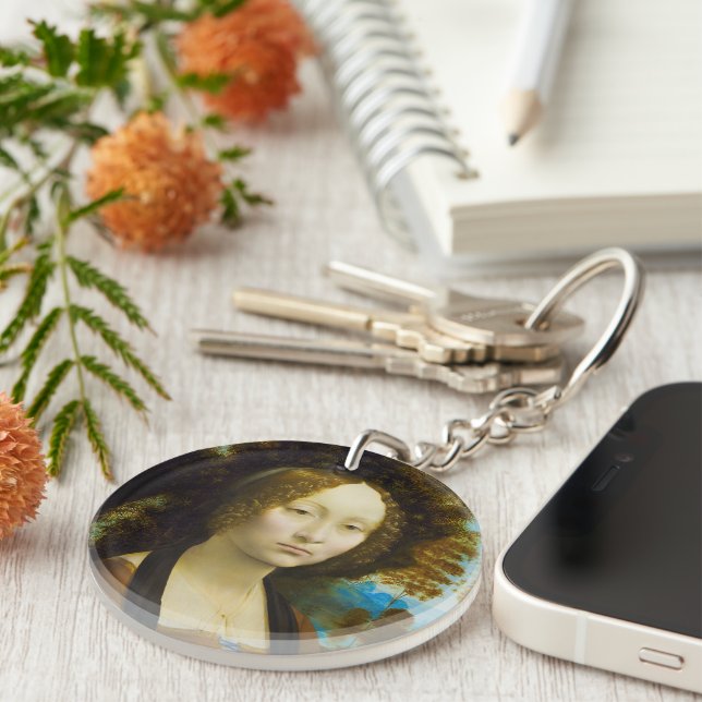 Ginevra de' Benci by Leonardo da Vinci Keychain (Front Right)