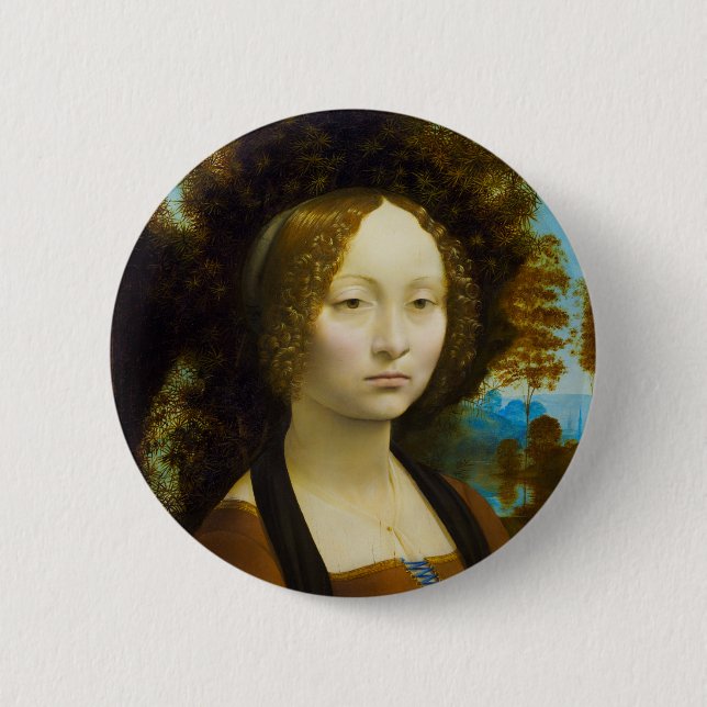 Ginevra de' Benci by Leonardo da Vinci Pinback Button (Front)