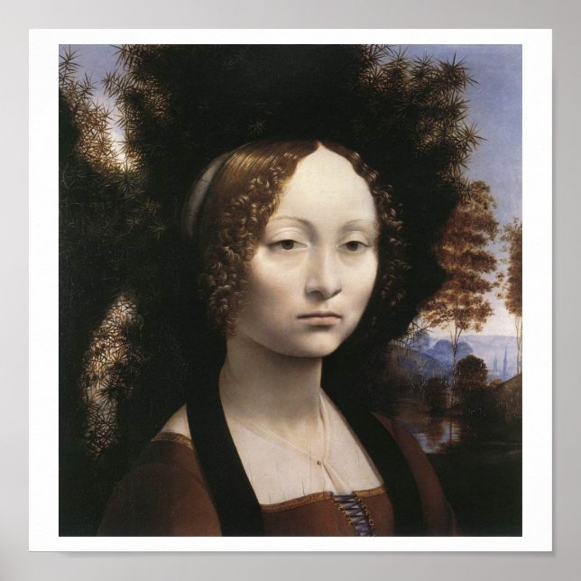 Ginevra de' Benci by Leonardo Da Vinci Poster (Front)