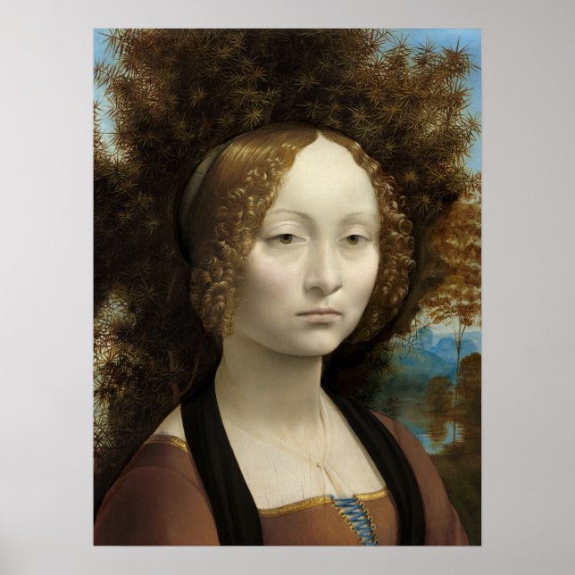Ginevra de' Benci by Leonardo Da Vinci Poster (Front)