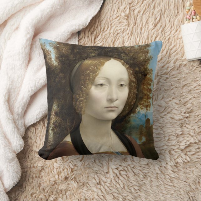 Ginevra de' Benci Leonardo da Vinci  Throw Pillow (Blanket)