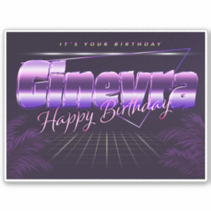 Ginevra name first name purple retro sticker birth
