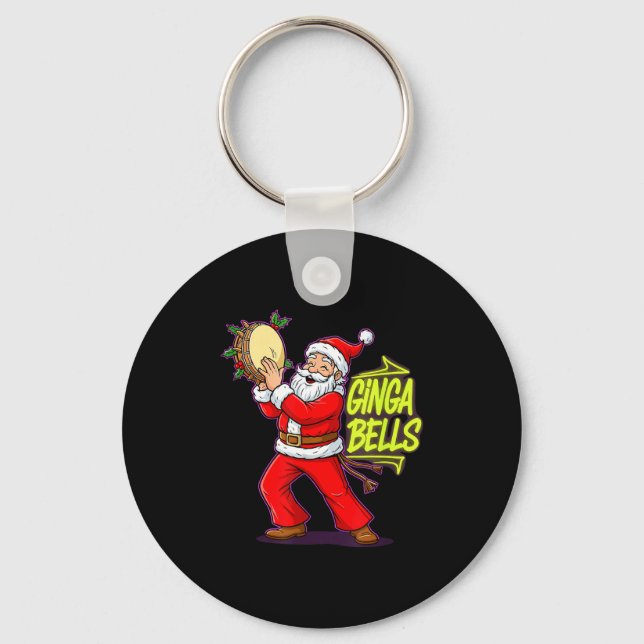 Ginga Bells Santa Brazilian Party Holiday Christma Keychain (Front)
