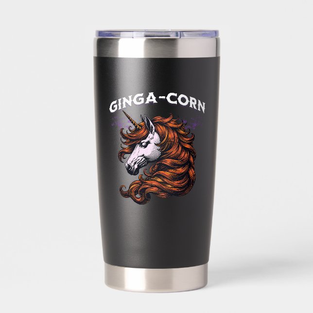 Ginga-Corn Funny Ginger Unicorn Design Insulated Tumbler (Front)