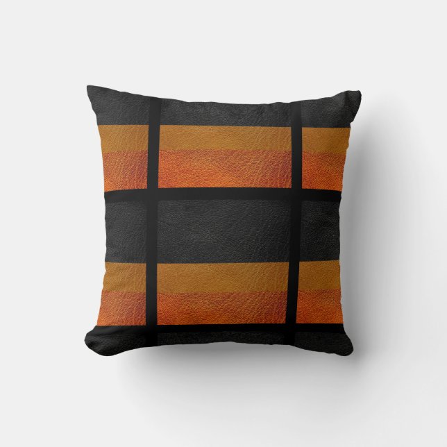 Ginger and Black Leather  Throw Pillow (Front)
