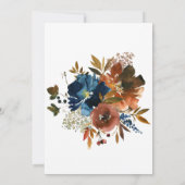 Ginger and Navy Floral Drive By Shower Invitation (Back)
