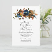 Ginger and Navy Floral Drive By Shower Invitation (Standing Front)