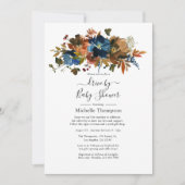 Ginger and Navy Floral Drive By Shower Invitation (Front)