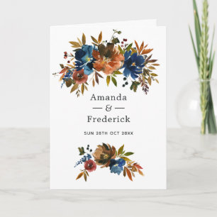 Ginger and Navy Floral Wedding Program