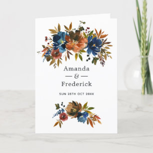 Ginger and Navy Floral Wedding Program