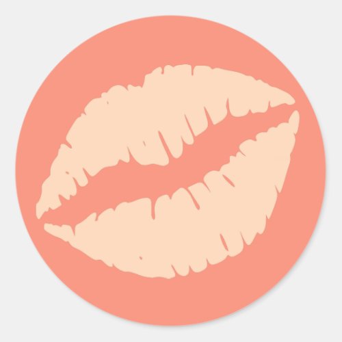 Ginger and Peach Puff Lipstick Print Classic Round Sticker