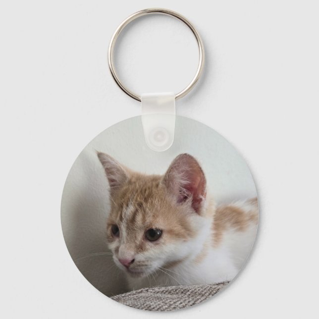 Ginger and White Kitten Keychain (Front)