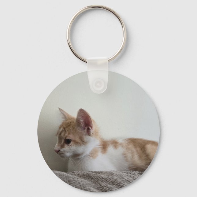 Ginger and White Kitten Keychain (Front)