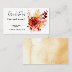Ginger Autumn Floral Drink Ticket Enclosure Card
