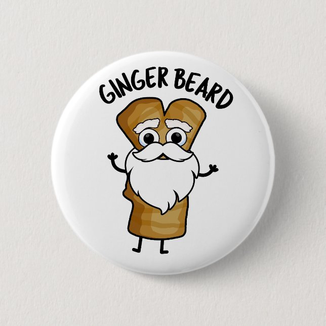 Ginger Beard Funny Gingerbread Food Pun  Button (Front)