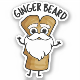 Ginger Beard Funny Gingerbread Food Pun  Sticker