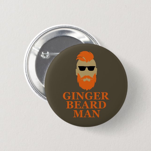 Ginger beard man funny bearded button (Front & Back)