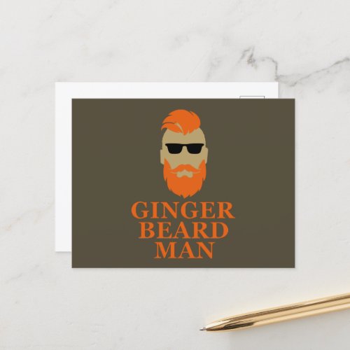 Ginger beard man funny bearded holiday postcard