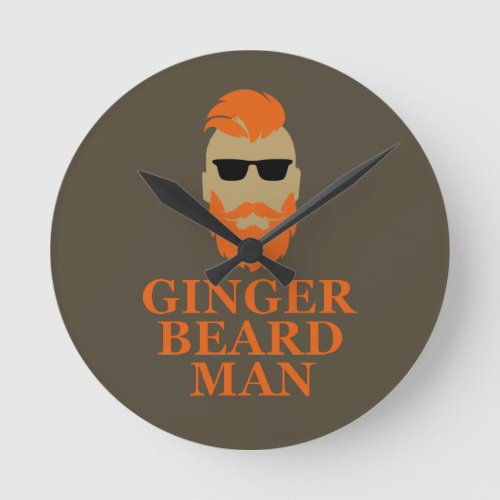 Ginger beard man funny bearded round clock