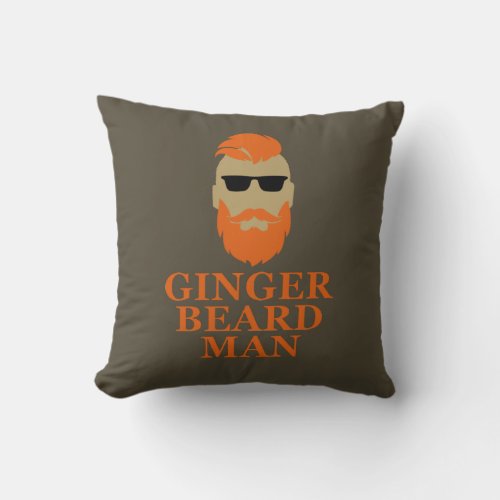Ginger beard man funny bearded throw pillow