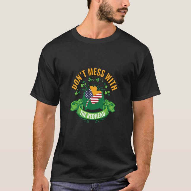 Ginger Beard Redhead Irish Bearded St Patricks Day T-Shirt (Front)