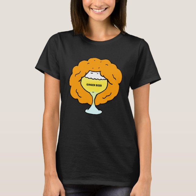 Ginger Beer   Drinking Alcohol Punny Redhead Bar C T-Shirt (Front)