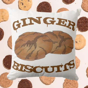 Ginger Biscuits Gingersnap Ginger Nut Cookies Throw Pillow by rebeccaheartsny at Zazzle
