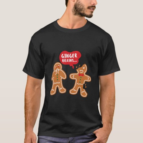 Ginger Brains Funny Broken Gingerbread Man Zombie T_Shirt