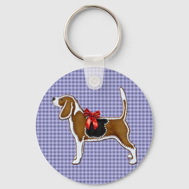 Ginger Bread Beagle Christmas Cookie Keychain (Front)