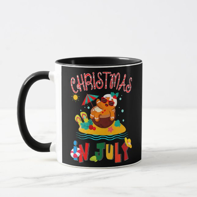 Ginger Bread Christmas in July Funny Beach Summer Mug (Left)