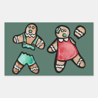 Ginger Bread Couple Snap Gingerbread man cookies   Rectangular Sticker