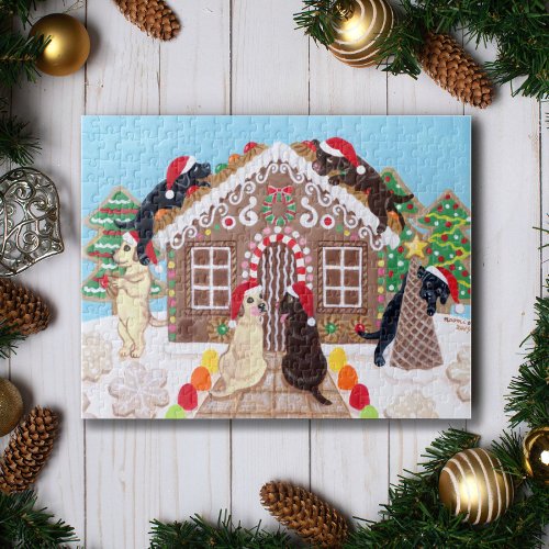 Ginger Bread House Labradors Painting Jigsaw Puzzle