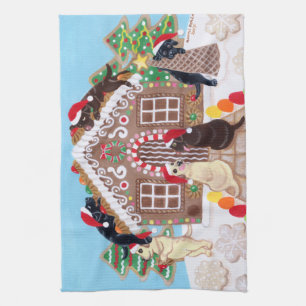 Ginger Bread House Labradors Painting Kitchen Towel