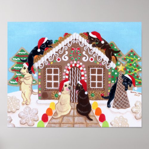 Ginger Bread House Labradors Painting Poster