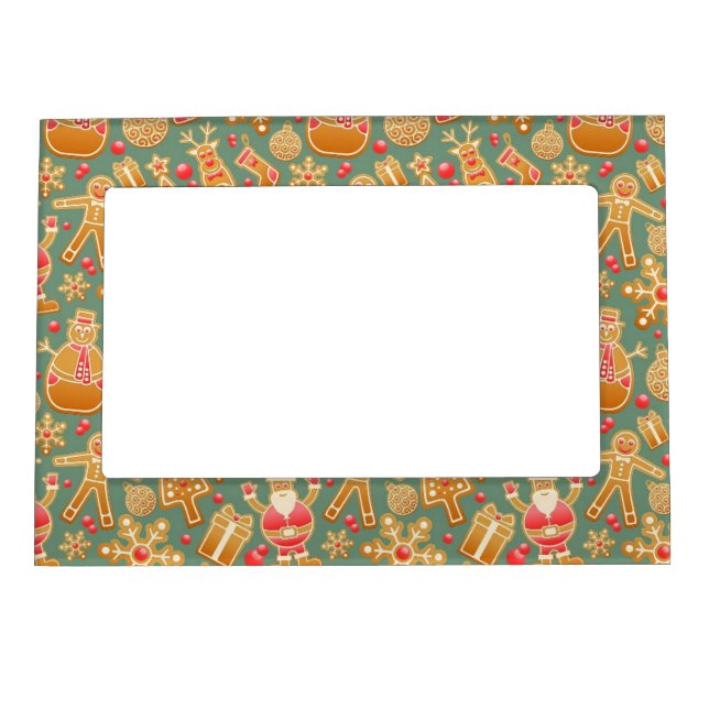 Ginger Bread Man Pattern National Gingerbread Day  Magnetic Frame (Front)