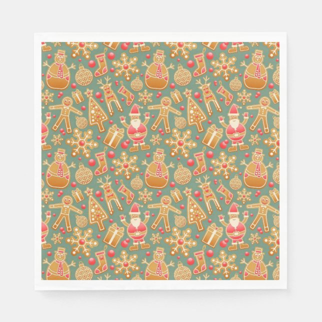 Ginger Bread Man Pattern National Gingerbread Day  Napkins (Front)