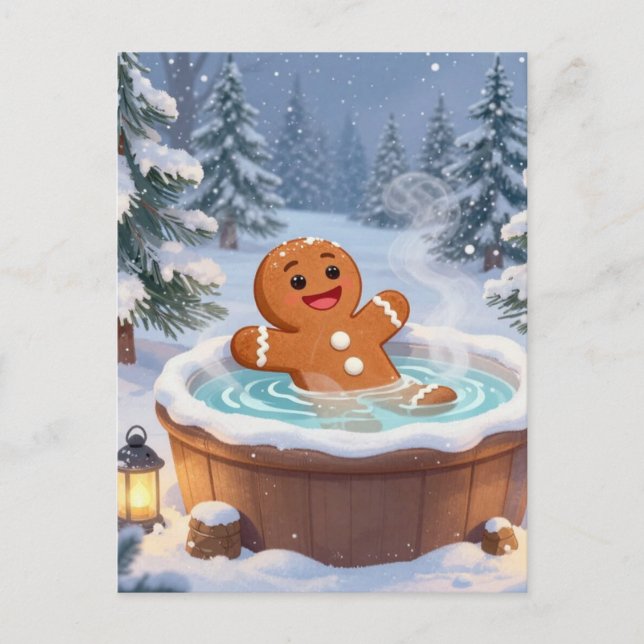 Ginger Bread Person in a Hot Tub Postcard (Front)