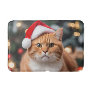 Ginger British Shorthair Christmas Bath Mat