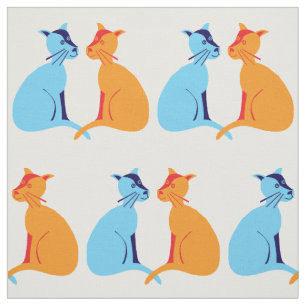 Ginger cat and blue cat fabric